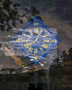 Double exposure - clock and river